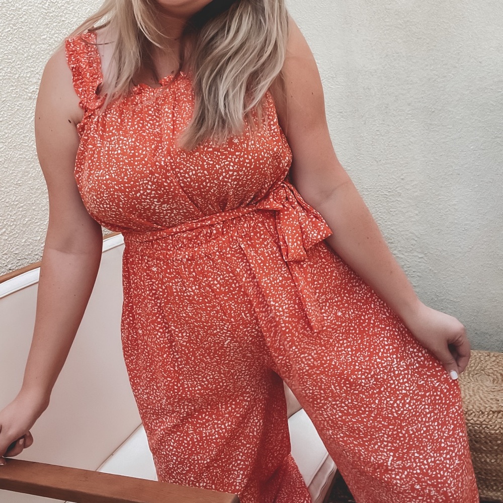 Orangey coral jump suit